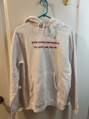 White Graphic Hoodie - 'Stop Expecting People'